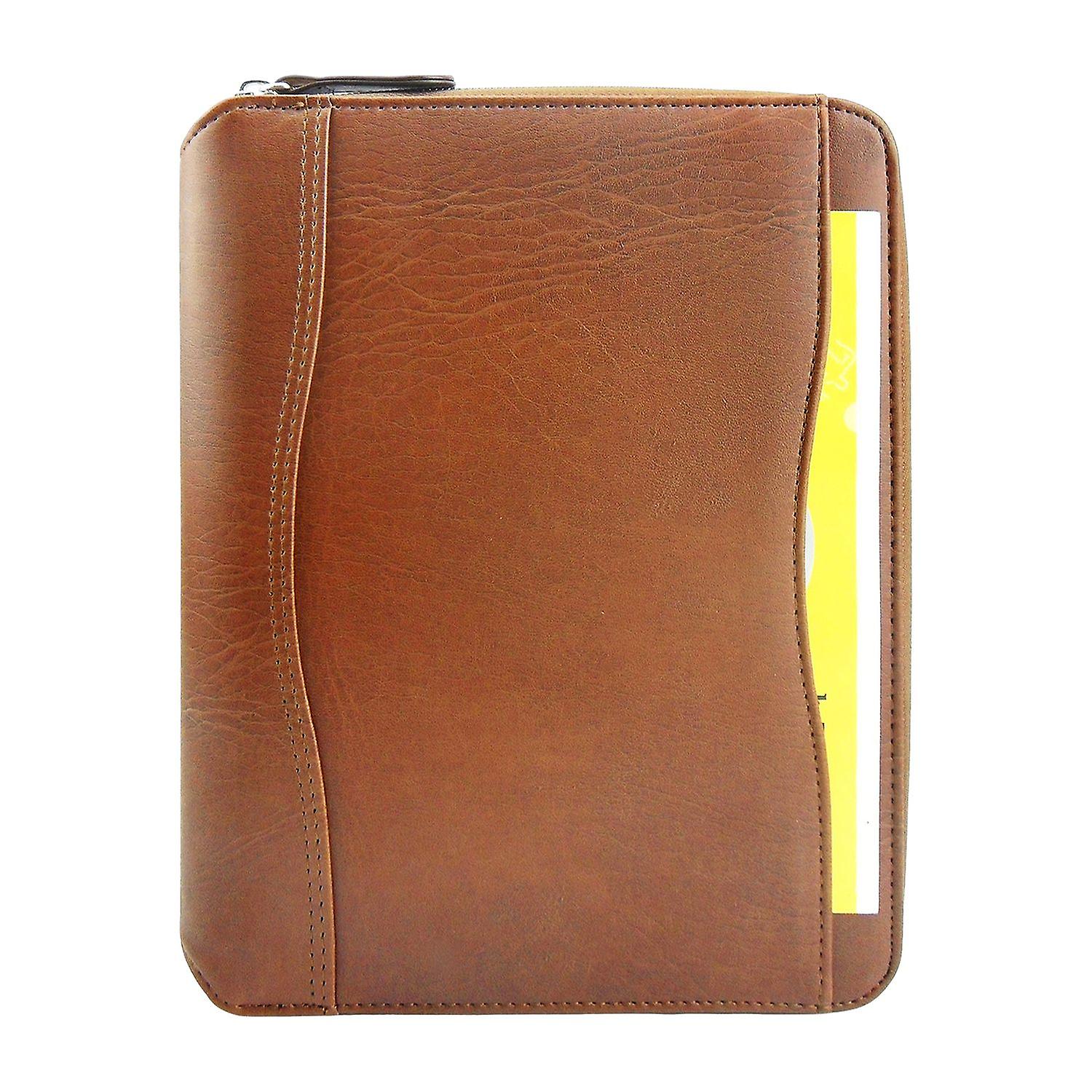 Bisofice Zippered Padfolio PU Leather Portfolio Organizer A5 Binder z 6 pierścieniami do CV rozmowy kwalifikacyjnej