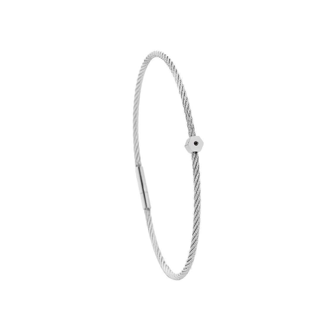 Pulseira de aço com padrão hexagonal com diamante negro de 1 mm