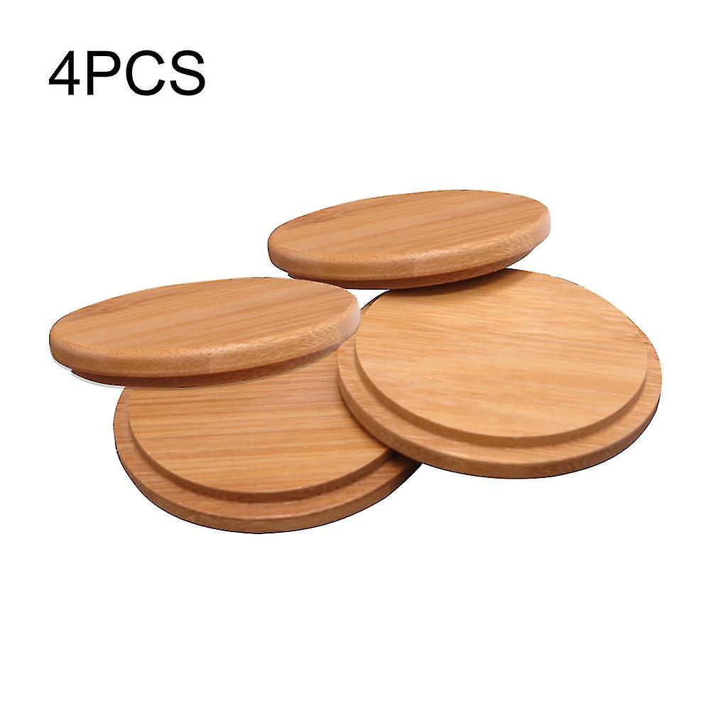 4pcs Leakproof Solid Coffee Mug Drinking Bamboo Cup Cover Round Lid Drinkware