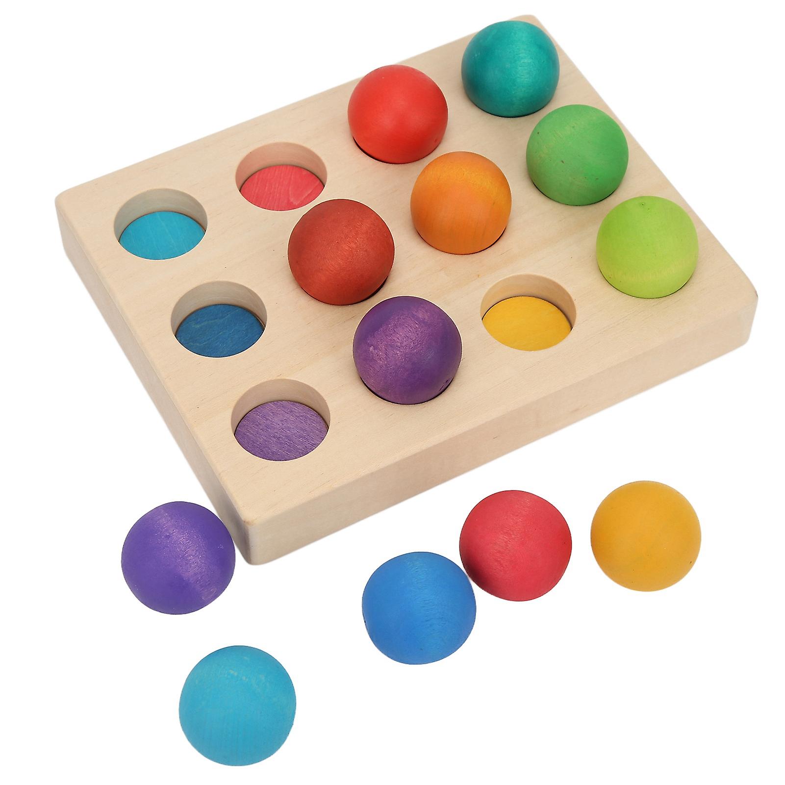 Wooden Colour Sorting Board Set Educational 12 Matte Balls 3.5cm Diameter Colour Matching Sorting Toy Smooth Finish Durable for Kids Interactive Pla