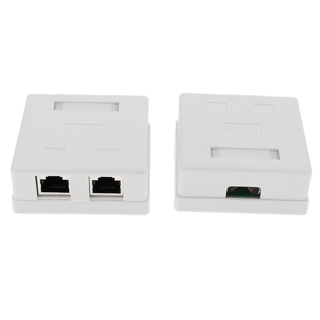 2pc Cat5e DOUBLE Port Surface Mount Outlet Box  Face Plate Backbox Combo