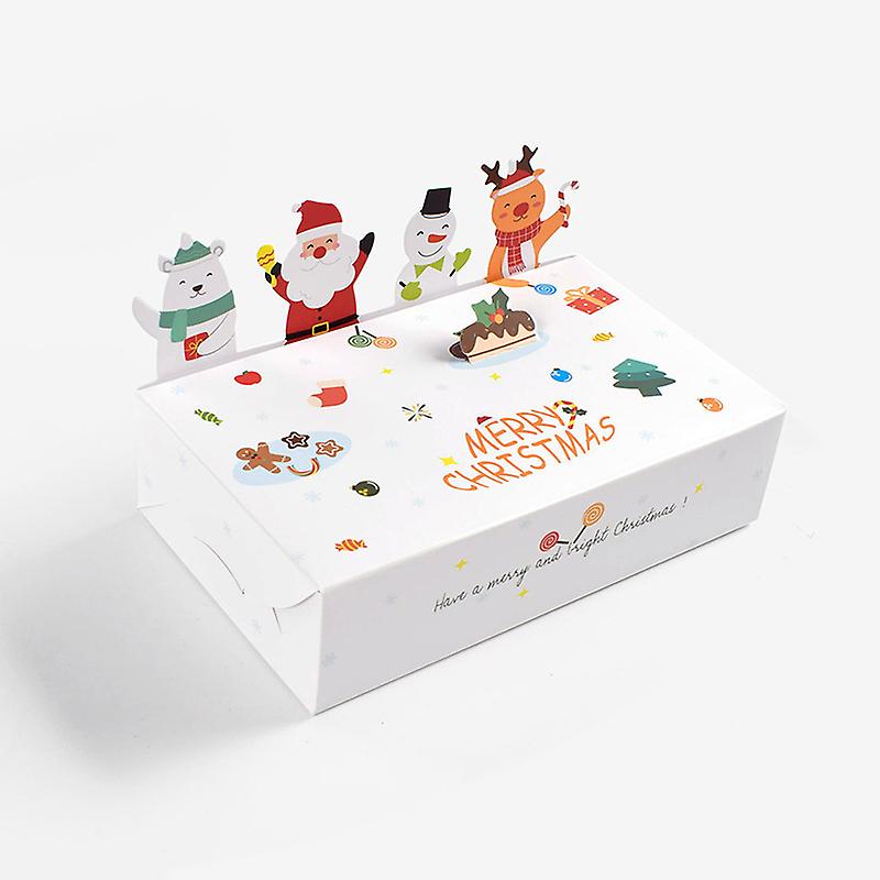 10Pcs New Merry Christmas Kraft Paper Candy Gift Box Cartoon Cookie Box