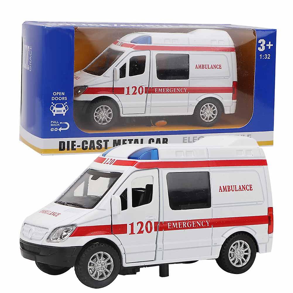 1:32 Alloy Toy Vehicle Ambulance Model Sound and Light (Red)