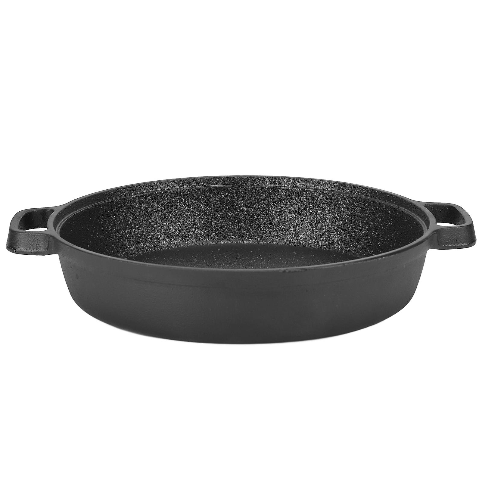 25CM Cast Iron Thickened Pancake Pan, Flat Bottom, 2 Handles