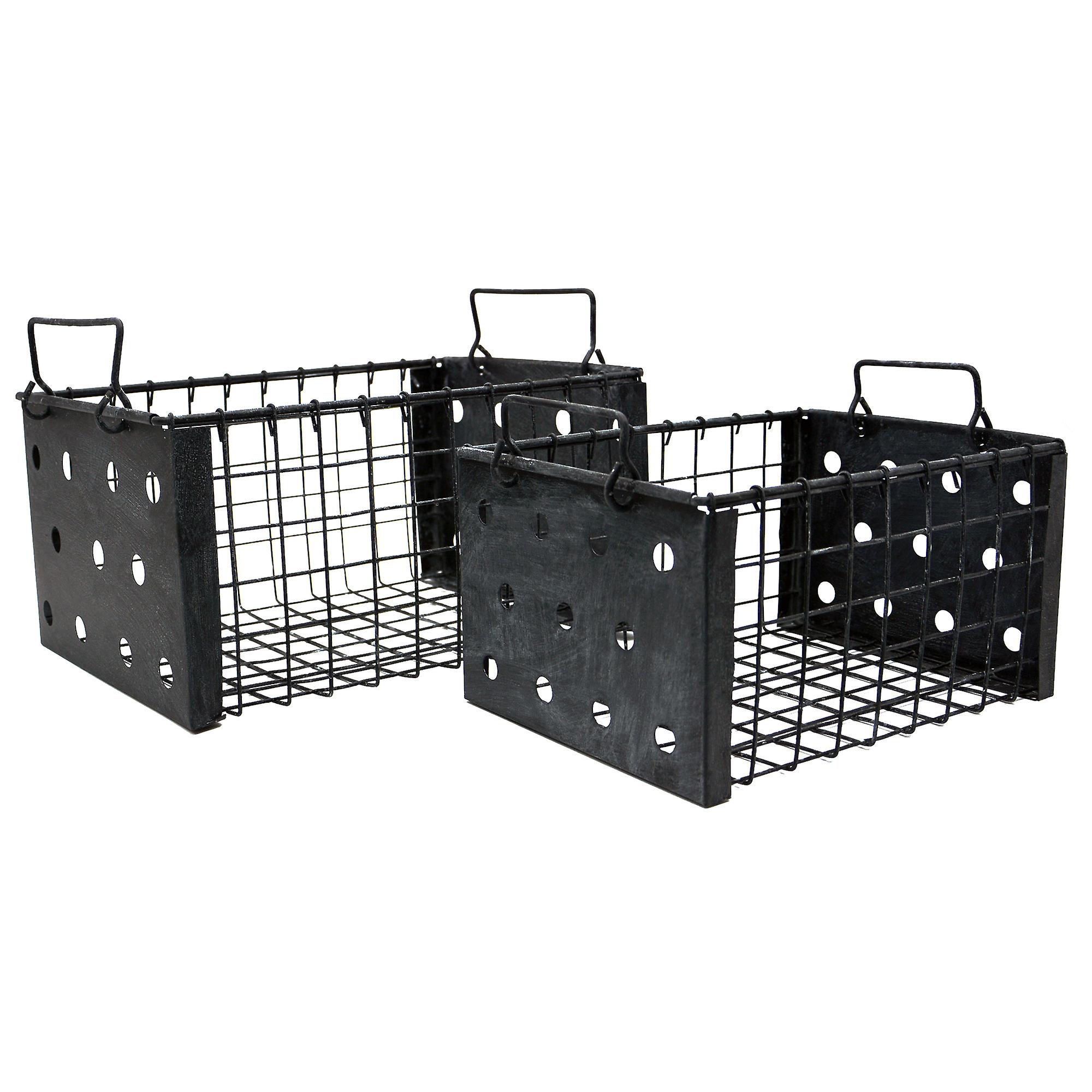 UNUS® Drahkörbe Metall für Küche, Bad oder Büro 2er Set Drahkorb anthrazit matt