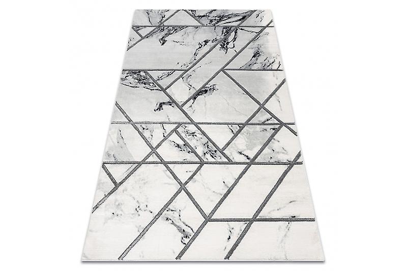 Exclusive EMERALD Carpet 0085 glamour, stylish marble, geometric white / silver