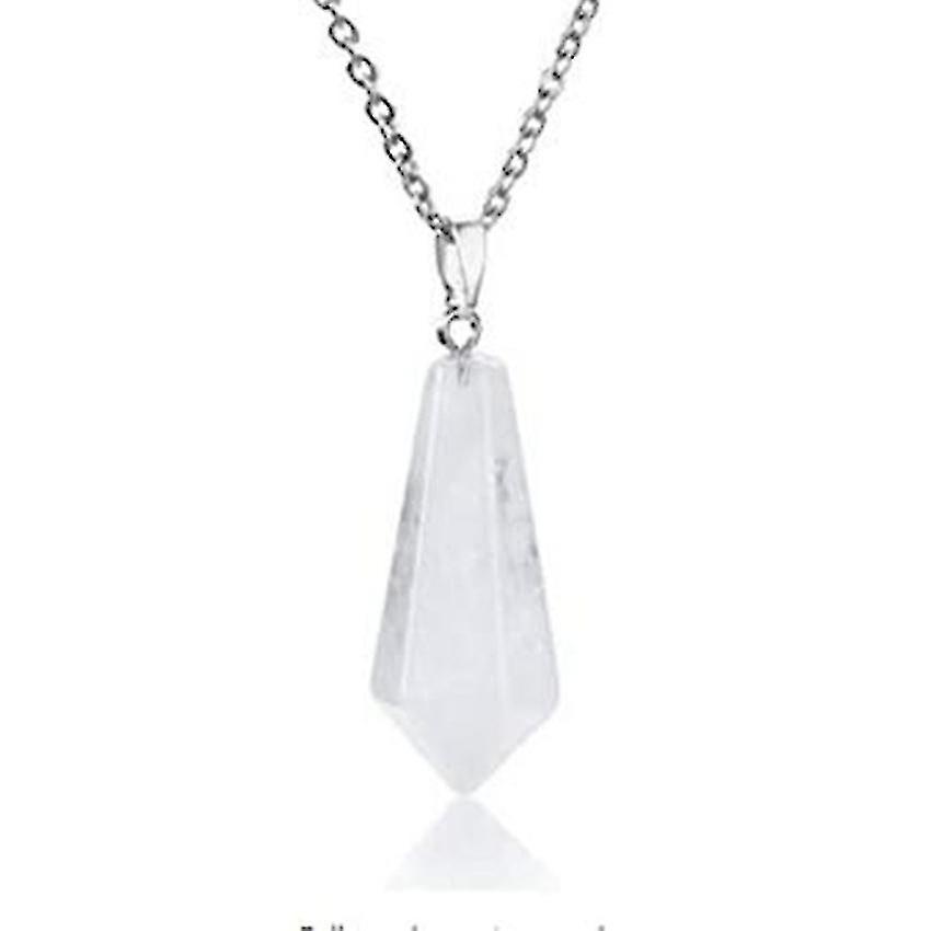 Natural Chakra Healing Crystal Stone Pendant Necklace Reiki Charged Pointed Pendulum Necklaces, 12 Facet