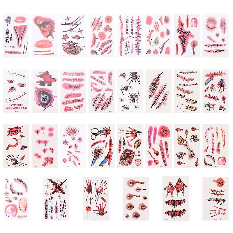 90sheets Halloween Wound Scars Decal For Halloween Decorations