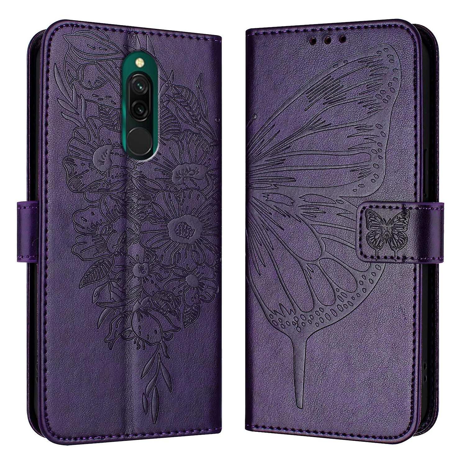 Embossed Butterfly PU Case For Xiaomi Redmi 8 / 8A