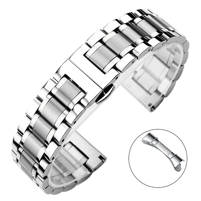 5 Pointer Solid Stainless Steel Strap 20/21/22mm Butterfly Buckle Men Women Metal Watch Band