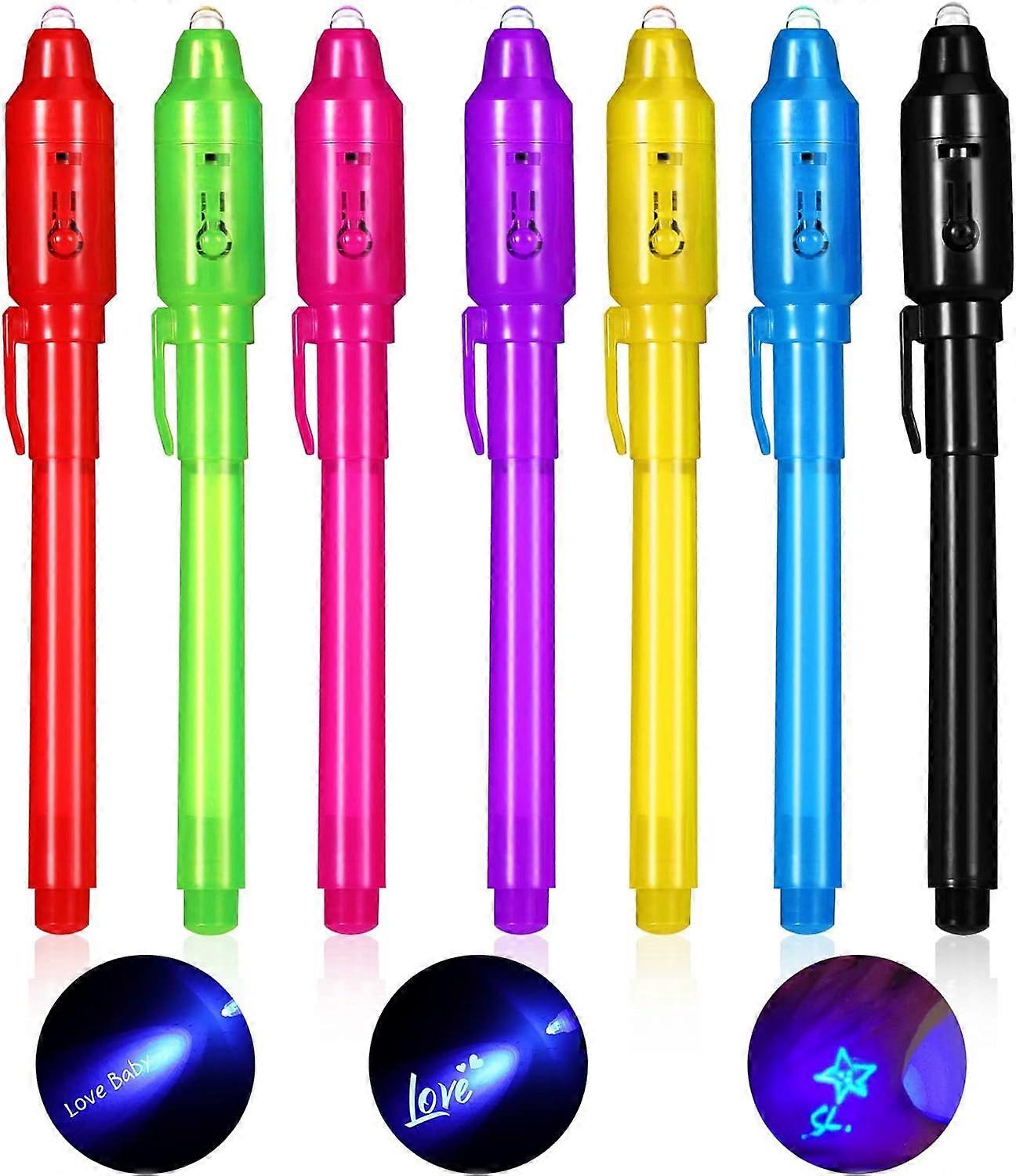 7pcs Stylo Encre Invisible avec Lumiere UV, Stylo Espion pour crire un Message Secret | Cadeau anniversaire enfants invites