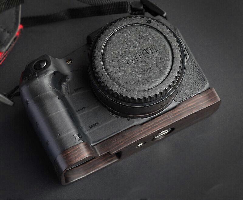 Handgjord trä Ebenholts valnöt Handgreppshållare för Eos Rp kamera basplatta