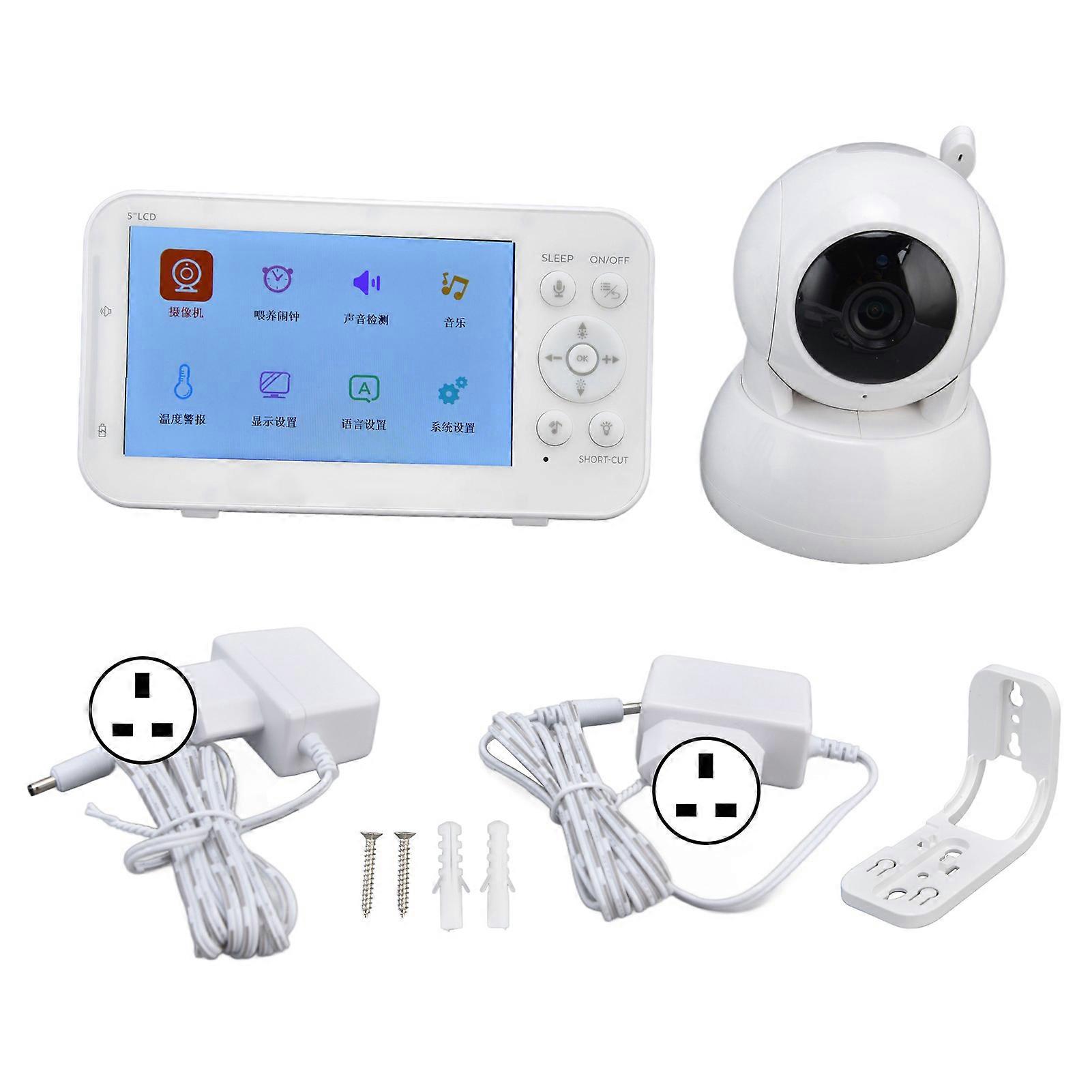 5in جهاز مراقبة الطفل 355 الدورية 720p HD عرض الأشعة تحت الحمراء LED ضوء لاسلكي للأطفال مراقب فيديو 100240vuk التوصيل