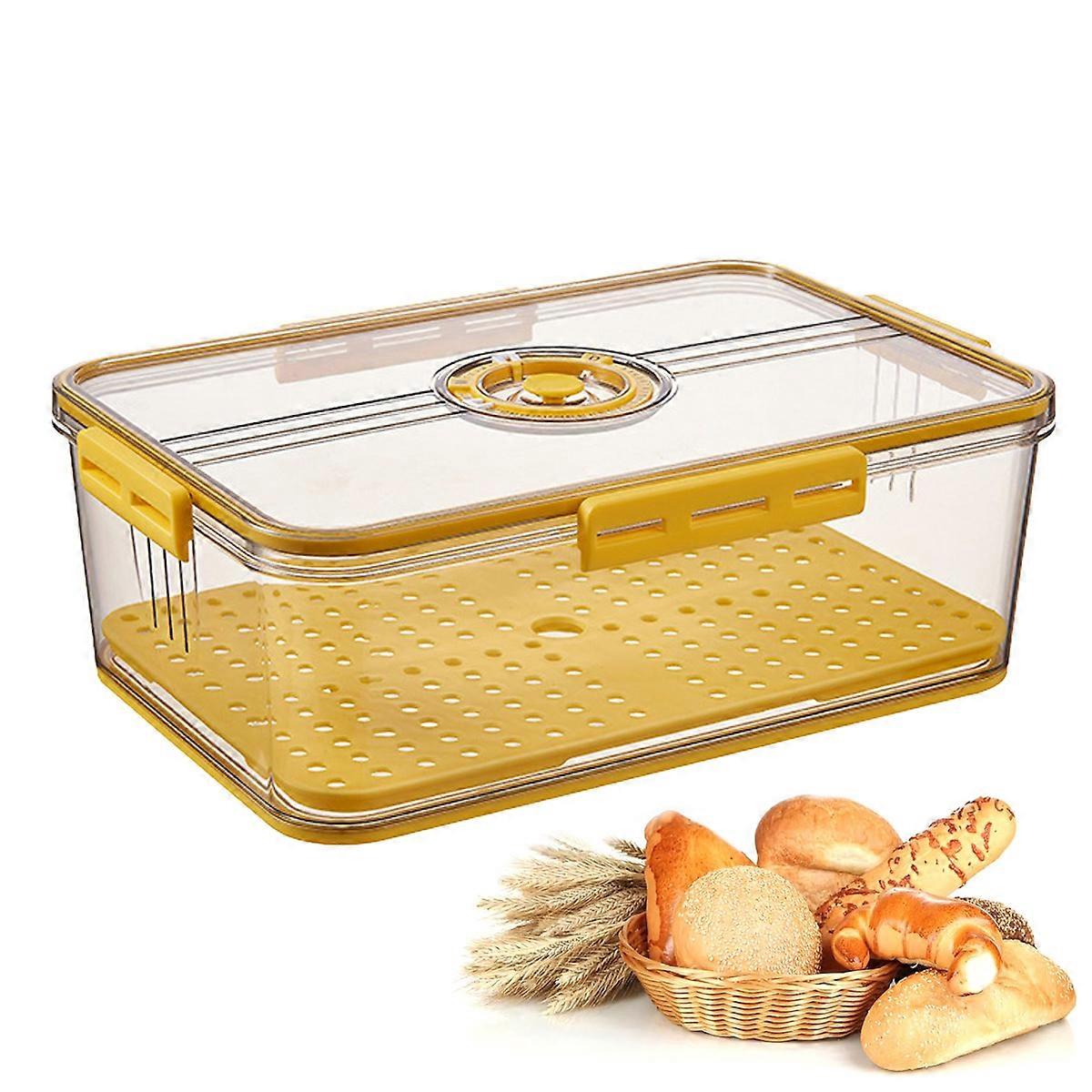 Bread Storage Container with Airtight Lid - Bread Box for Kitchen Countertop, Time Recording Bread Keeper for Homemade Bread, Bagel, Cookies, Cupcakes