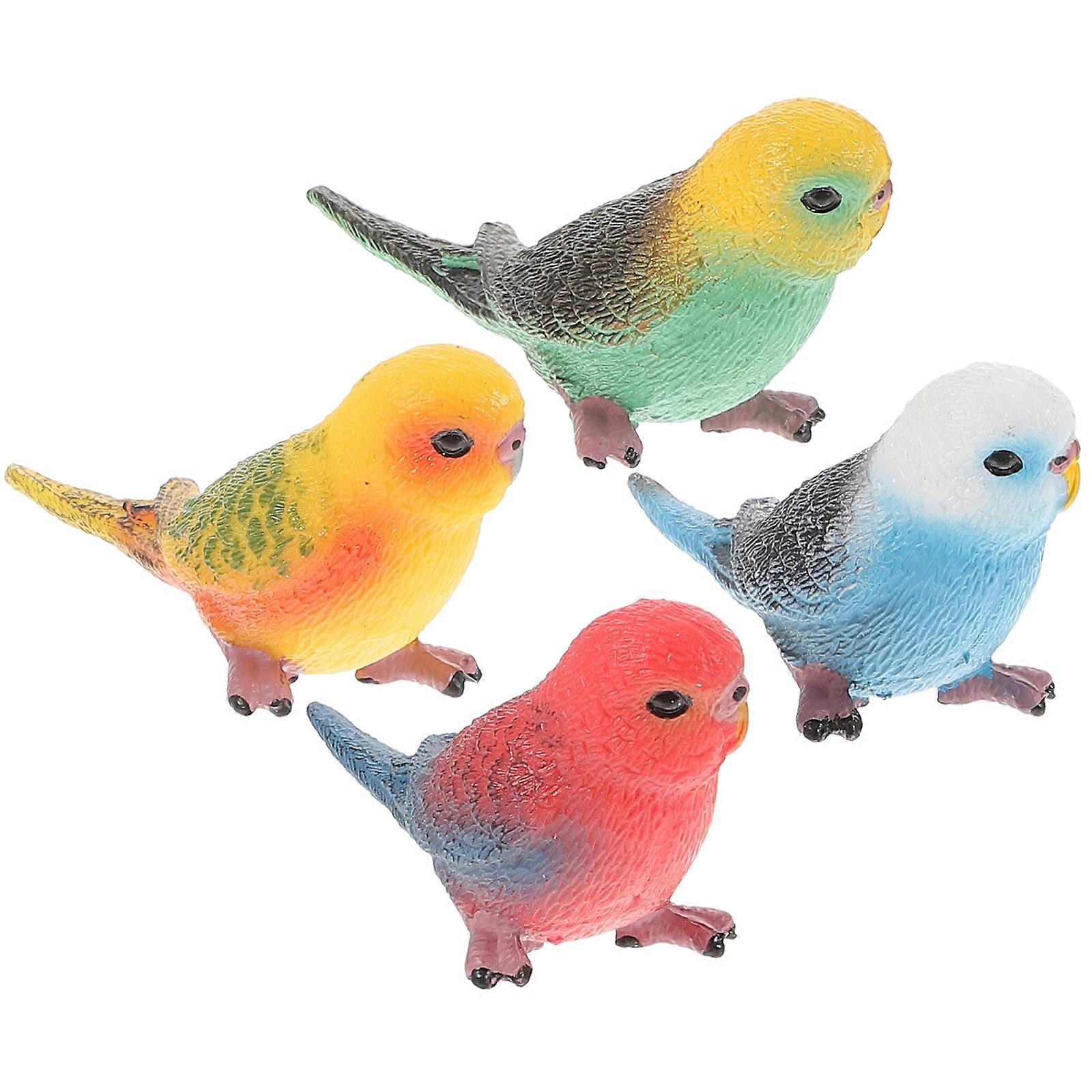 4Pcs Artificial Parrot Figurines Lifelike Bird Models Fake Bird Statues Decorative Small Bird Models