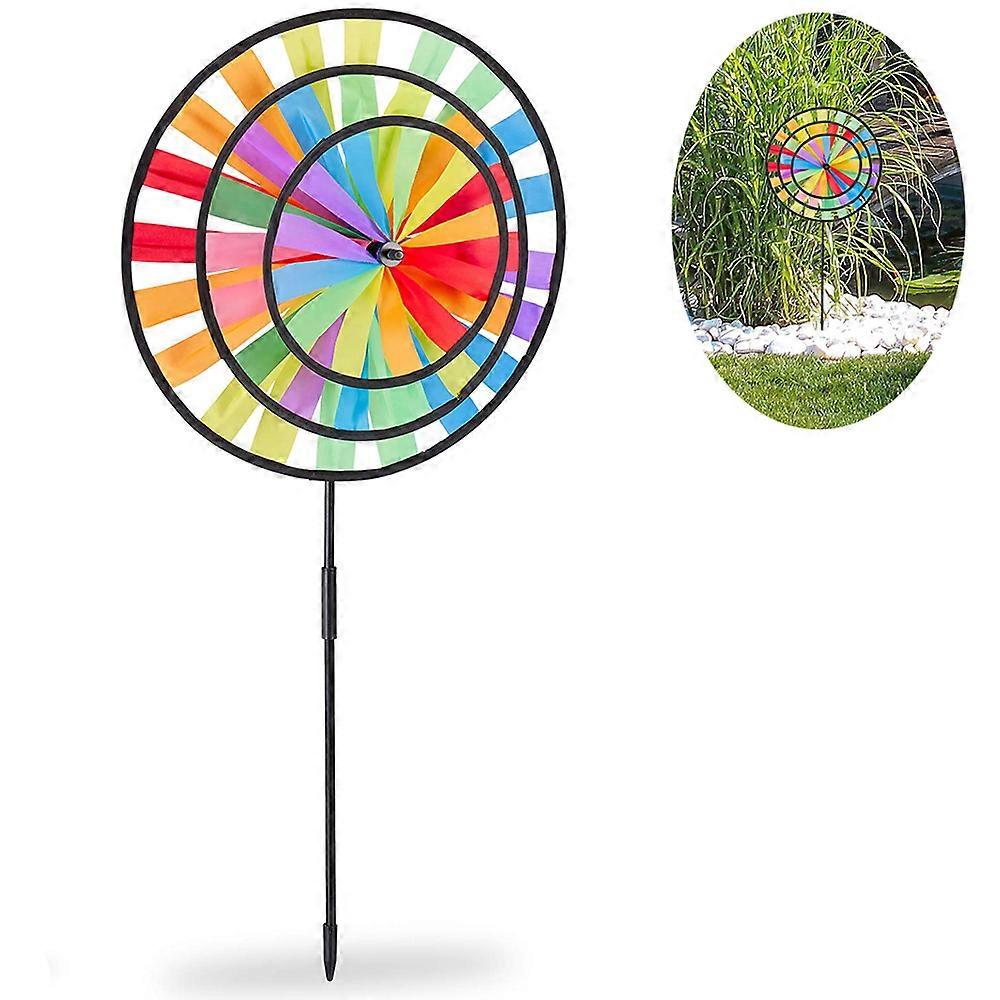 Relaxdays 2 x turbine eoliche, paletti da giardino con un design arcobaleno, bambini, compatibile con il balcone o la terrazza, AxLxP: 73,5 x 35,5 x 15 cm, colore