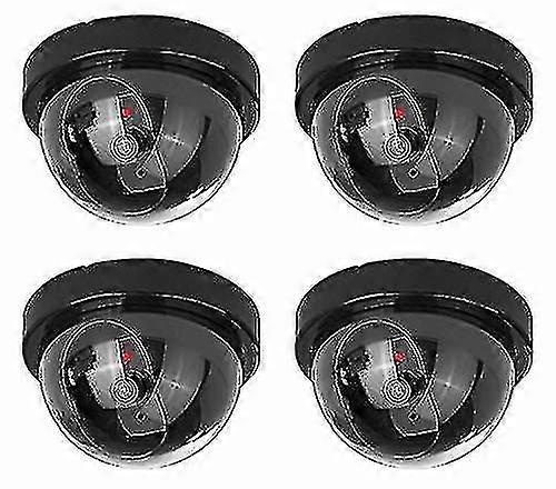 كاميرات وهمية، وهمية كاميرات قبة المراقبة الأمنية مع ضوء وامض ليد، استخدام داخلي في الهواء الطلق (4 قطعأسود)