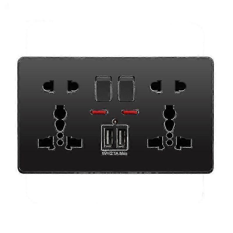 Multifunction Uk 13a Wall Socket Push Button 2.1a Double Usb