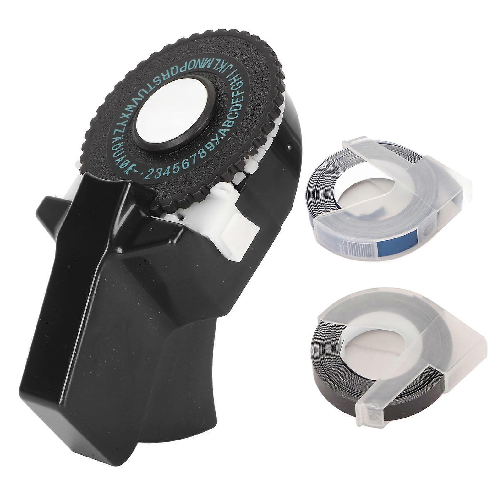 Embossing Label Maker Inkless Easy Operation Ergonomic Design Portable Label Making Embosser with Ribbons for Craft DIY Black YEMAA