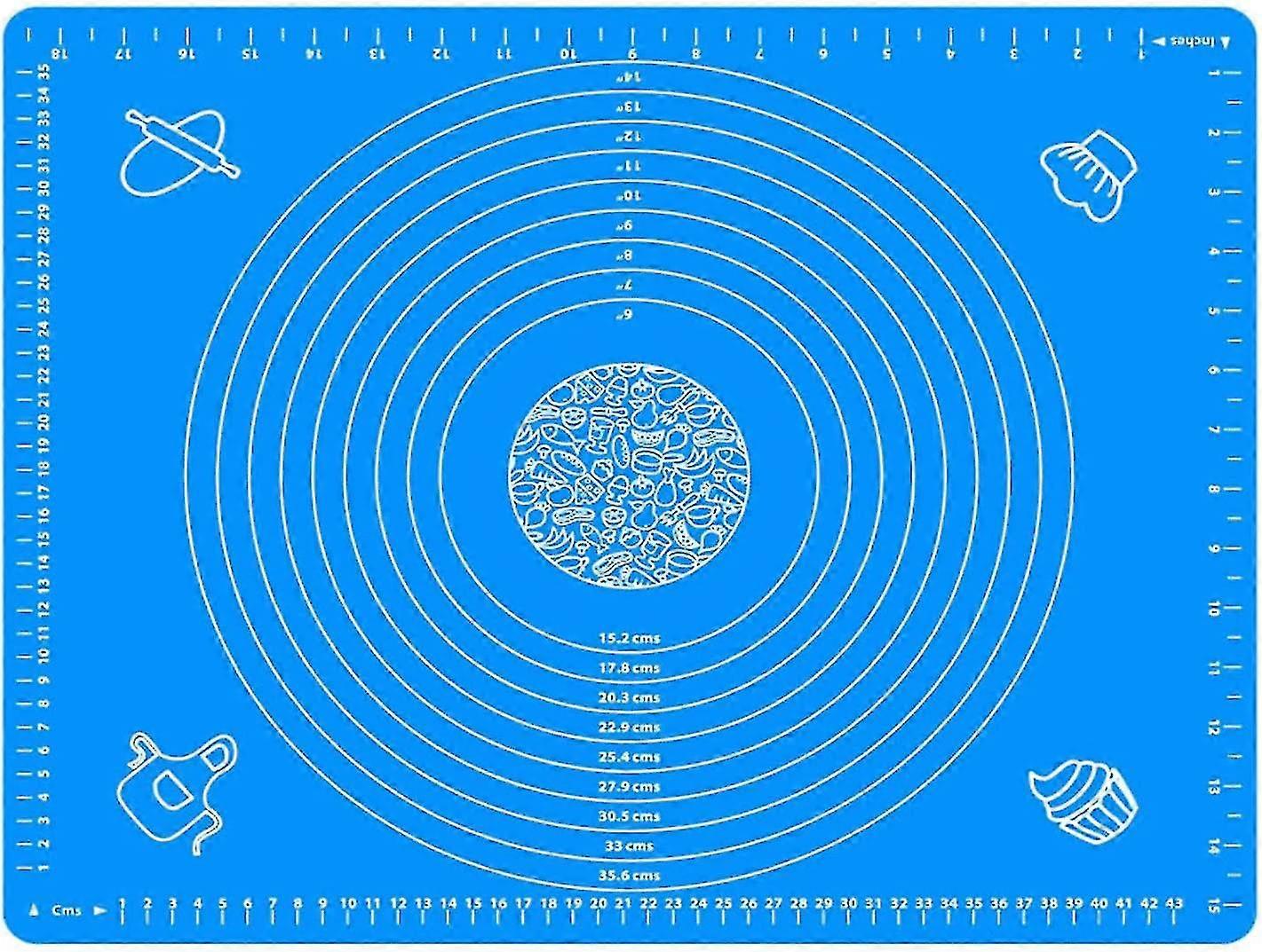 Non-stick And No-slip Silicone Baking Pastry Mat 50x40cm Fondant Mat Dough Rolling Mat With Measurement Bpa Free (1pcs-blue)