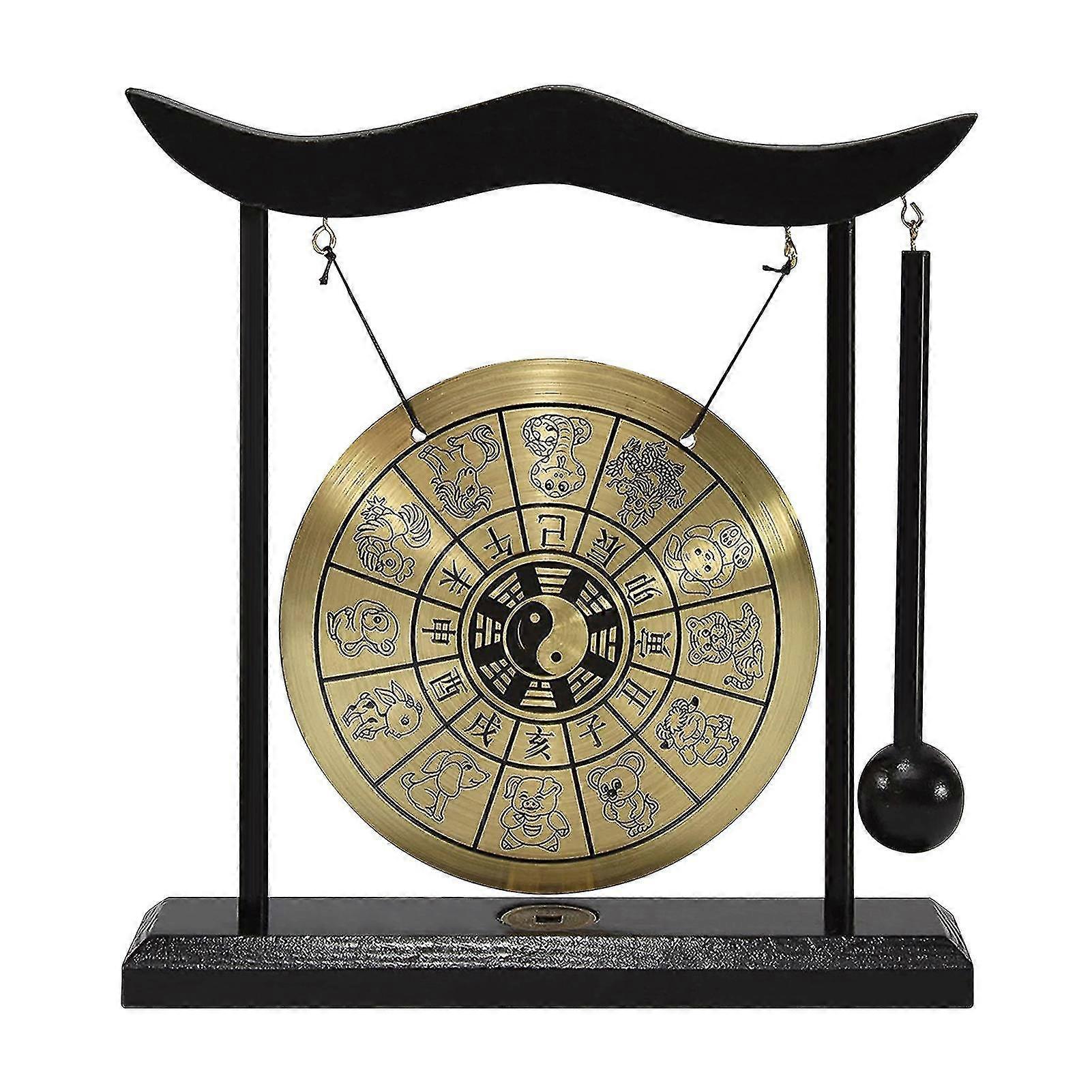 Mini Desktop Gong Table Wind Chime Percussion Instruments With Mallet For Home Decor Housewarming Gift - Twelve Chinese Zodiac Twelve Chinese Zodiac