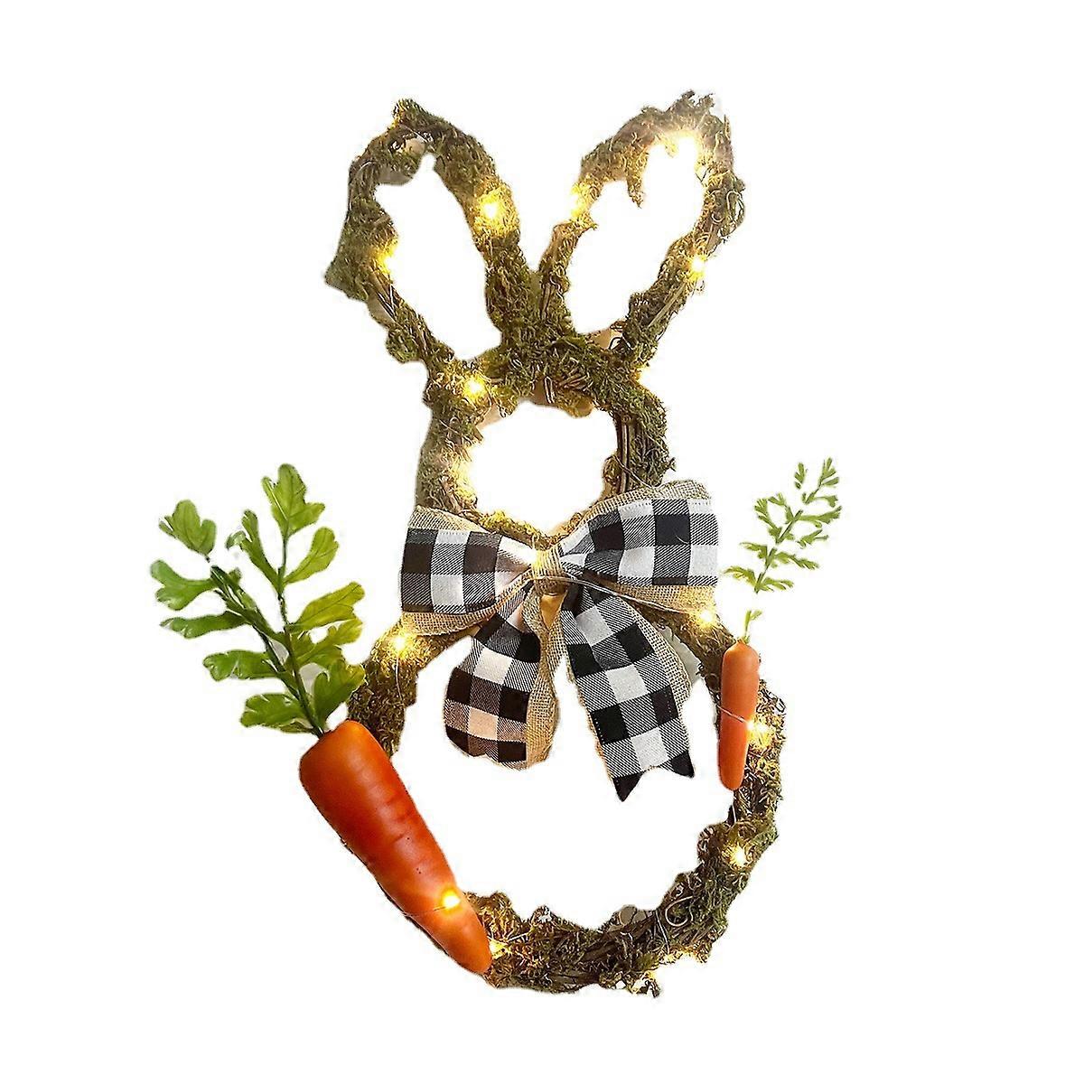 43cm Lighted Easter Bunny Moss Wreath Led Charming Lights