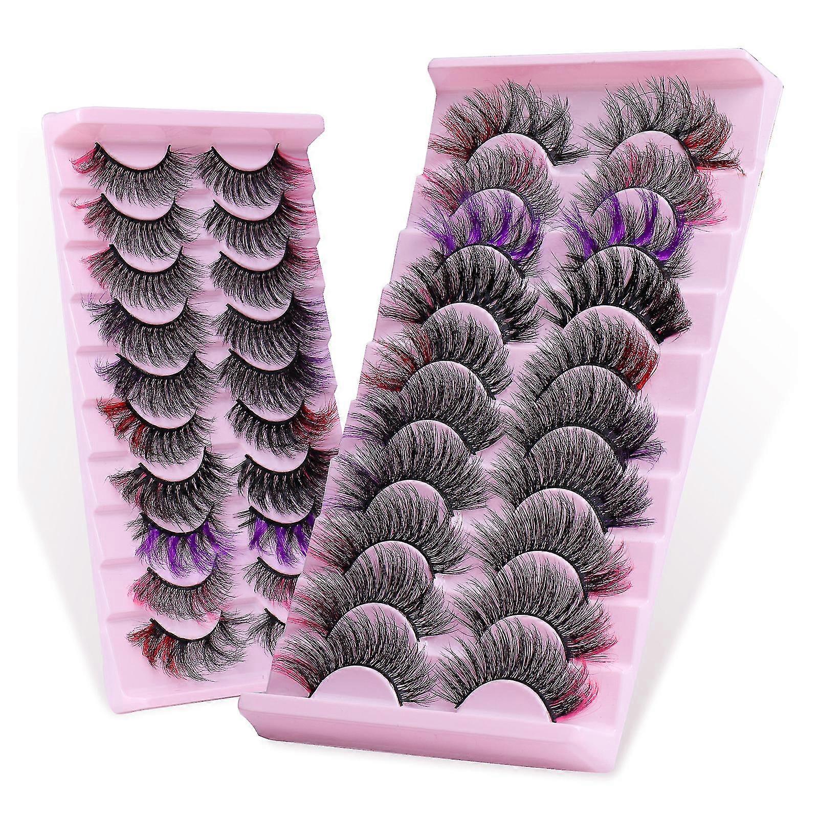 10 pairs mixed color eyelashes 8d dense curl dramatic volume devil princess cosplay makeup
