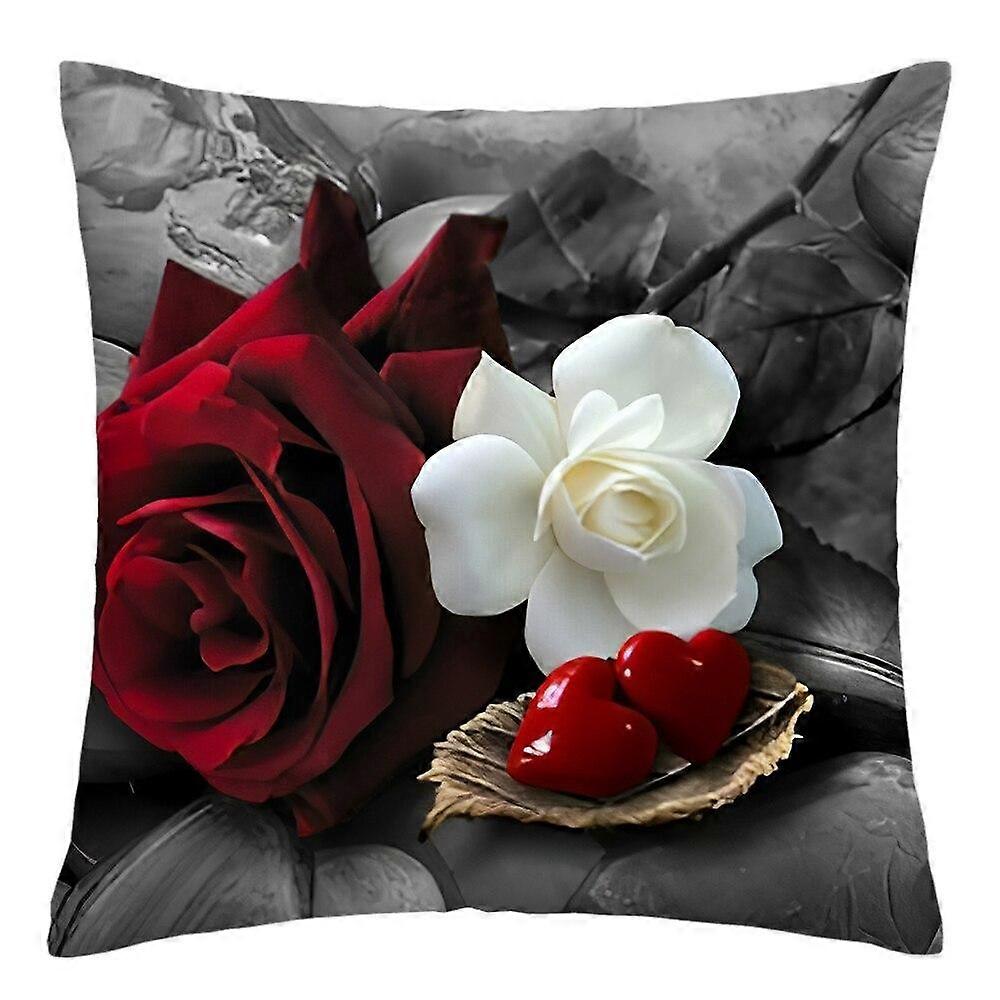 Rose Flower Print Polyester Pillowcase Design 637jpjcjh