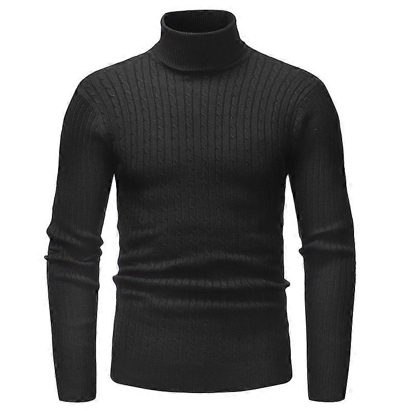 Autumn and Winter New Men s solid color Turtleneck Striped Sweater Warm Casual Pullover Sweater