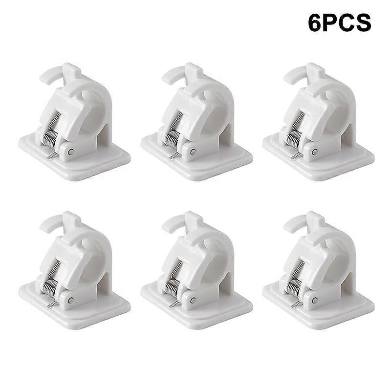2/4/6pcs Nail-free Adjustable Rod Bracket Holders Self-adhesive Wall Mount