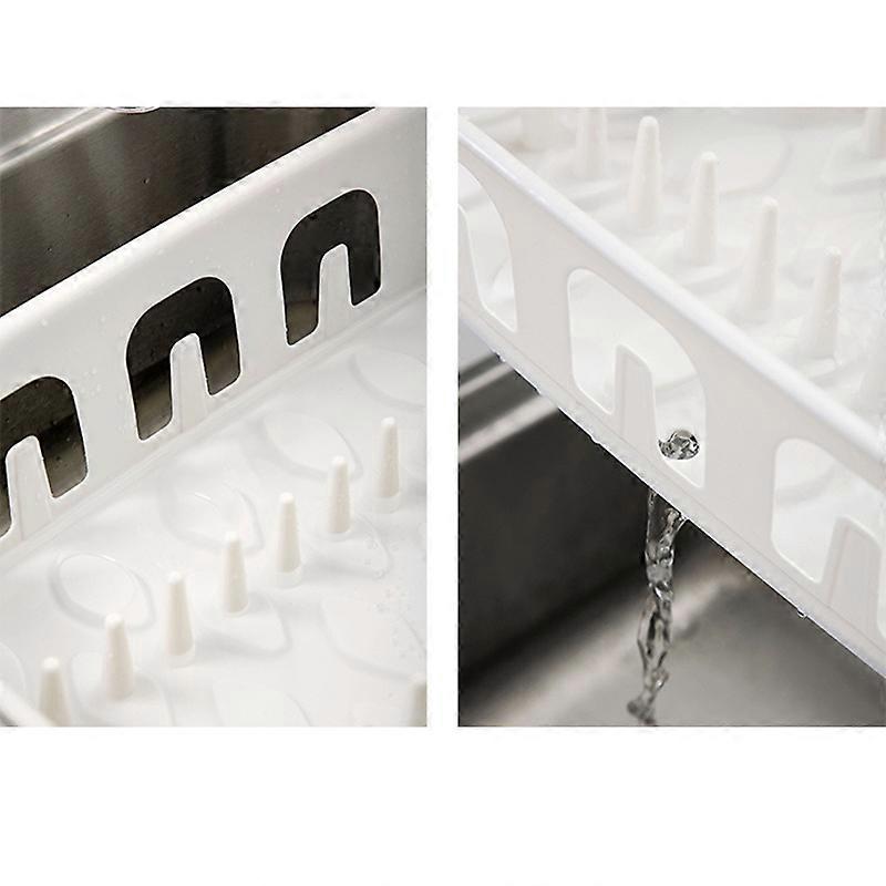 Dish Storage Drainage Basket with Removable Plug Kitchen Counter Bowl Stand Cabinet Organizer for