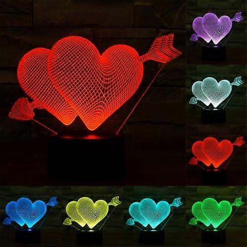 Arrow Through Heart Style 3D Touch Switch Control LED Light
