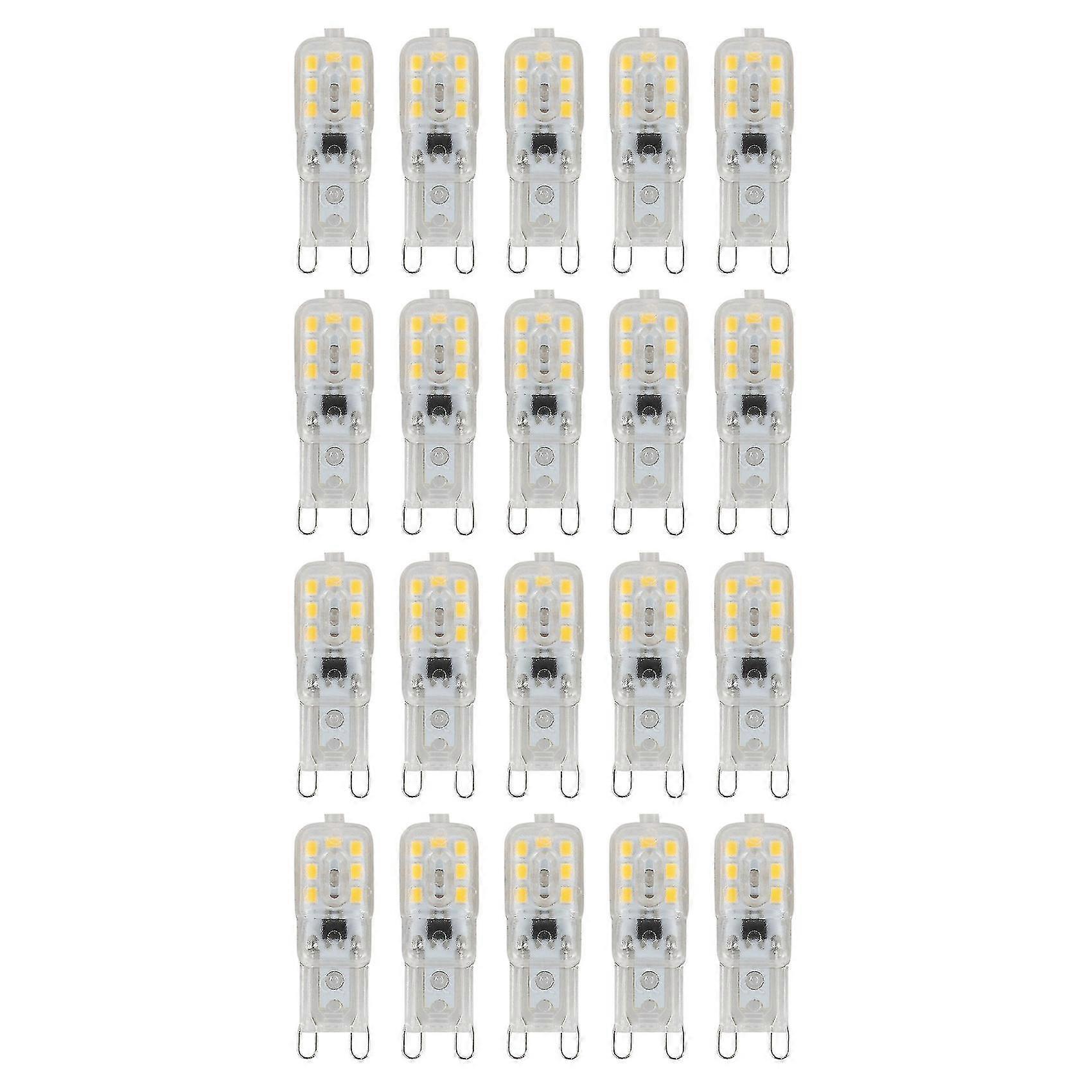 20 × G9 5W أدى كبسولة قابلة للتعتيم لمبة استبدال مصابيح الضوء ac220-240v، أبيض دافئ