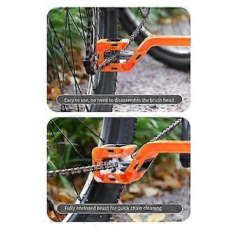 Plast Sykkel Kjede Cleaner Mountain Bike Machine Vaskemaskin Børste Scrubber Sykling Bærbar Støvtett Sykling Deler Orange