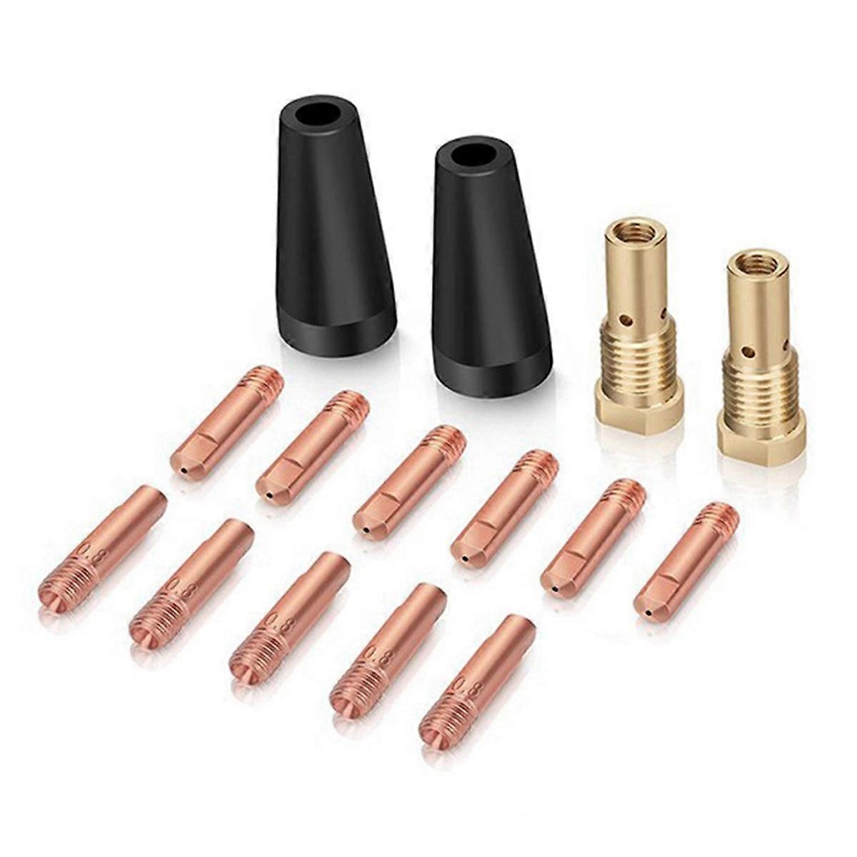15 stuks MIG Lasset Flux Core Gasless Nozzle 0.8mm Messing Lassen Tips Vervanging MIG Lasser Acce
