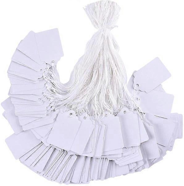 100 White Smooth Surface Price Tags With String Attached
