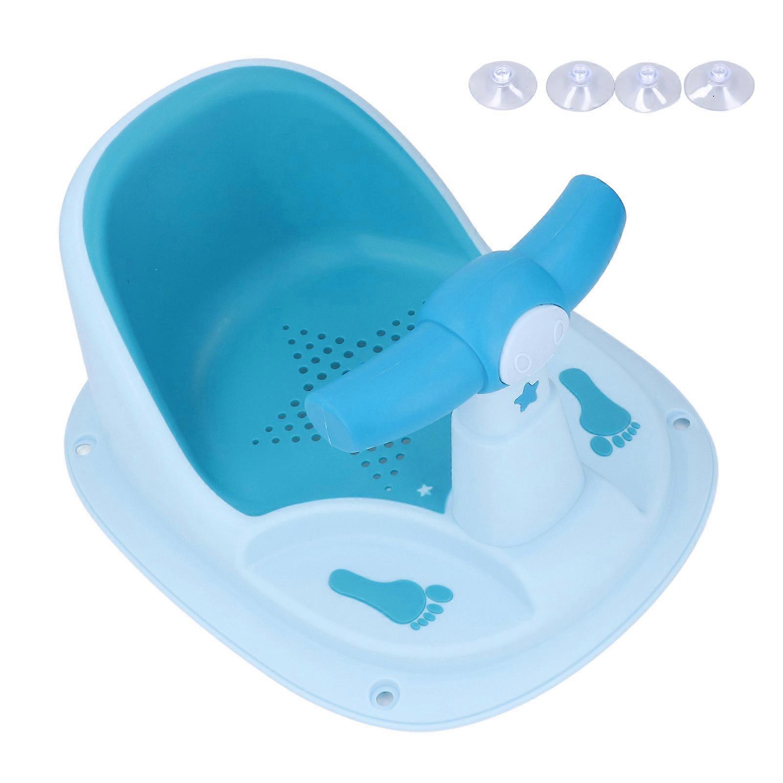 Infant Bath Seat with Backrest Strong Suction Cup Ergonomic Anti Slip Baby Shower Chair Blue
