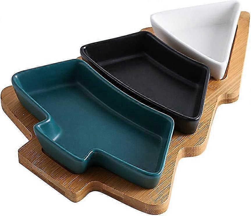 Serviertablett aus Keramik in Form eines Weihnachtsbaums für Obst und Süßigkeiten, Teller mit