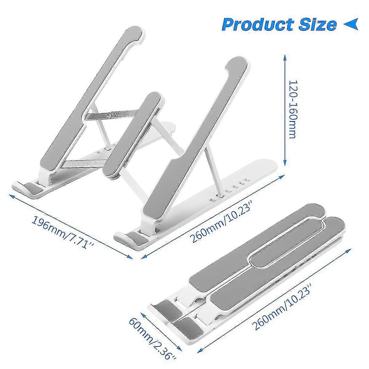 White Portable Foldable Laptop Stand Ergonomic Desk Table Adjustable Computer Riser