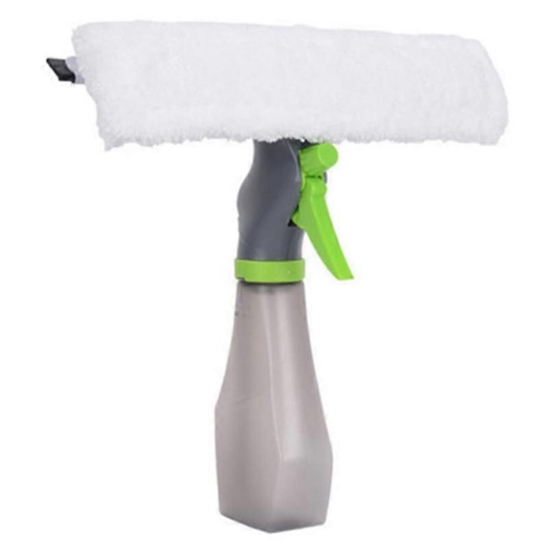 3 in 1 Spray Scrub Scrape Microfiber Window Squeegee with Bottle