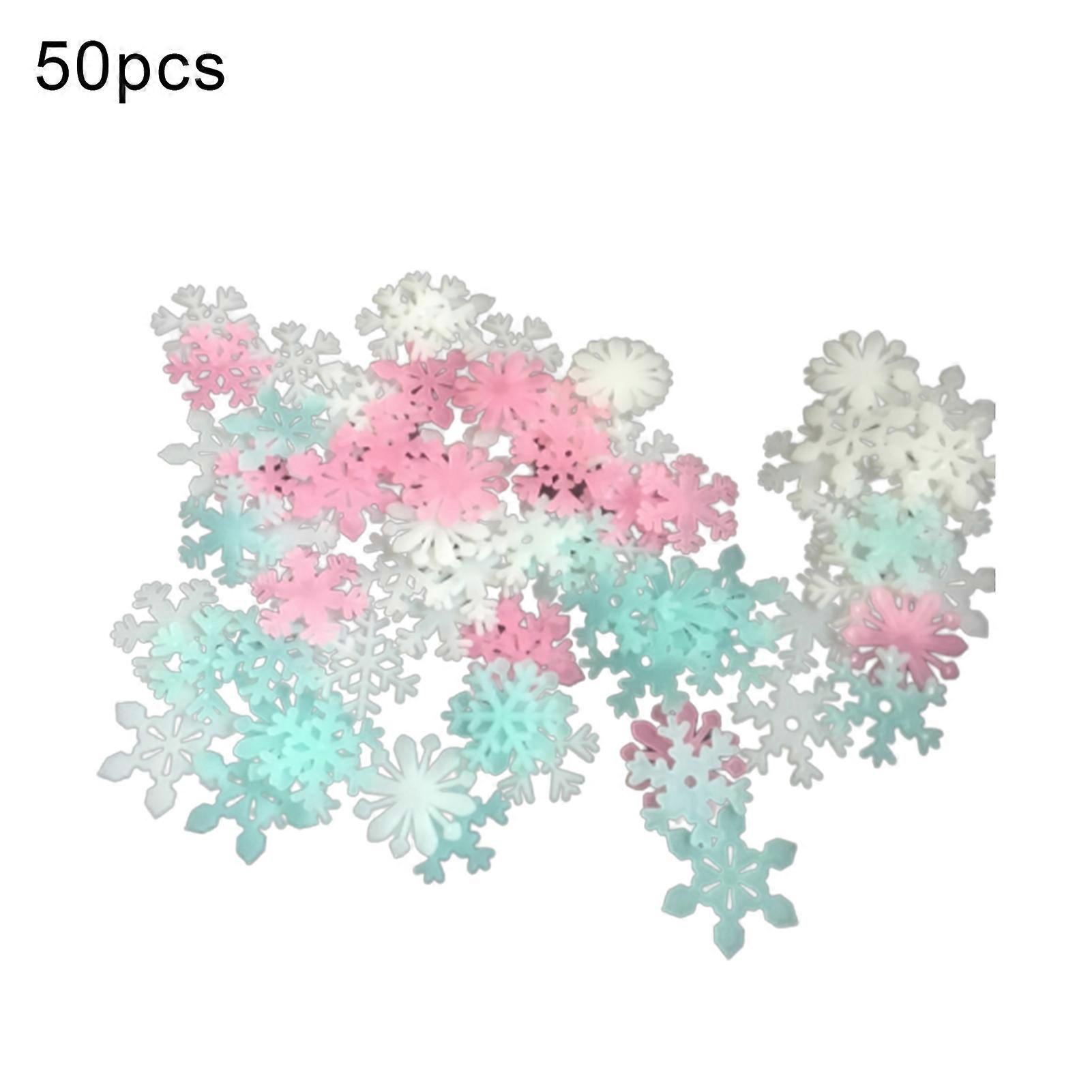 50Pcs Luminous Sticker Eye-catching Unique Shape Plastic Decorative Ceiling Snowflake Fluorescent Sticker for Home KAESI