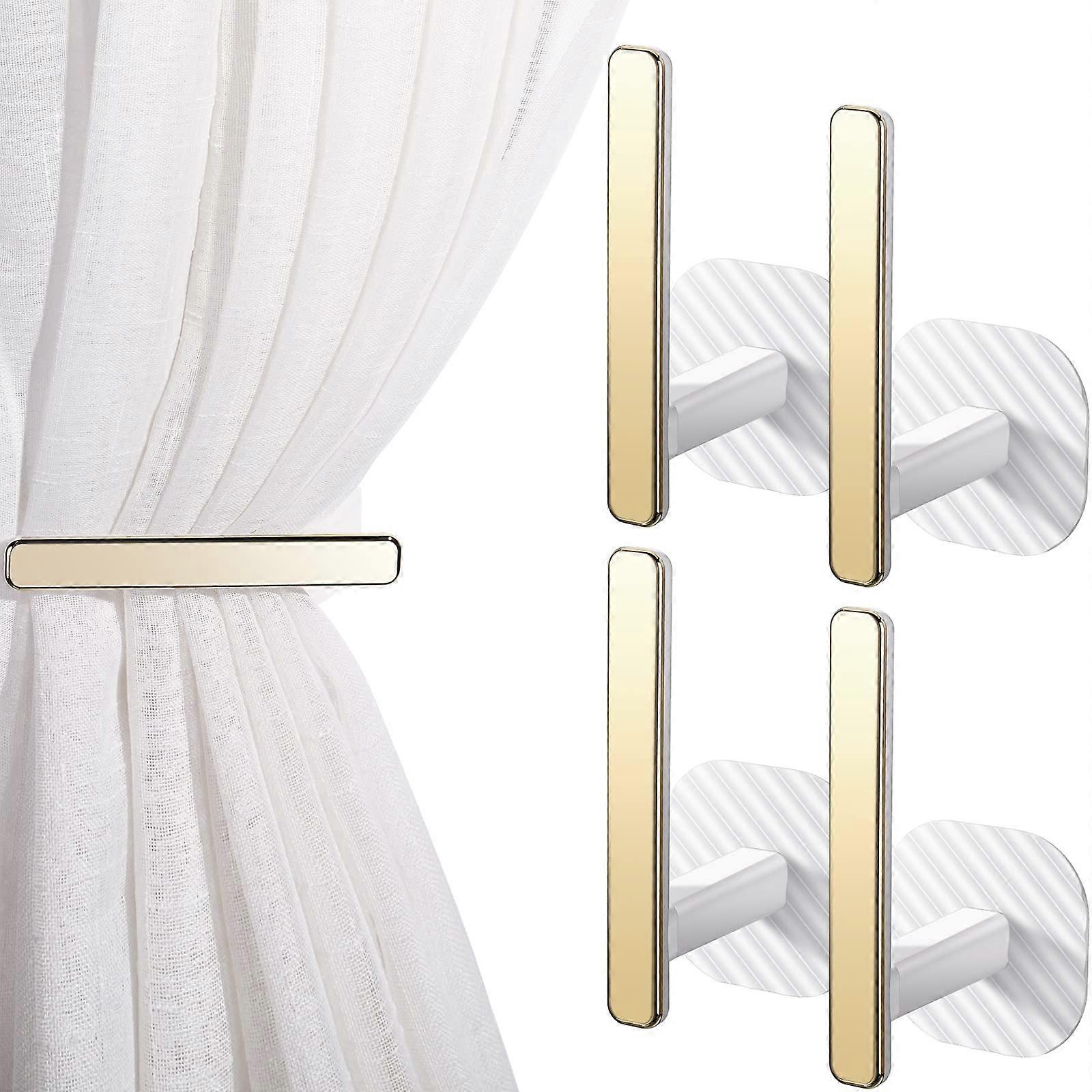 4 Pcs Gold Curtain Clips Self Adhesive Curtain Tiebacks L Shaped Curtain Hooks Nordic Style Curtain Holders Window Curtain Tiebacks for Home Bedroom O