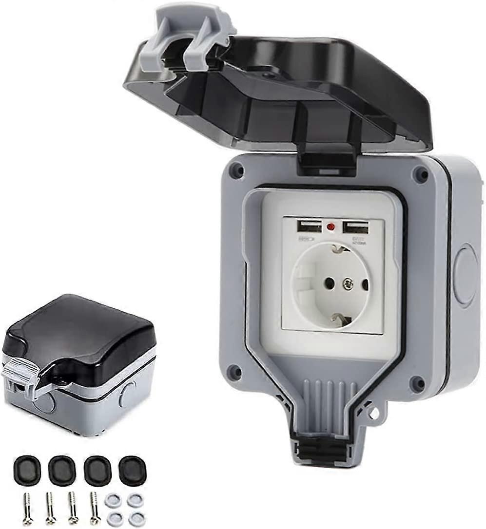 IP66 Waterproof Socket with USB Connections