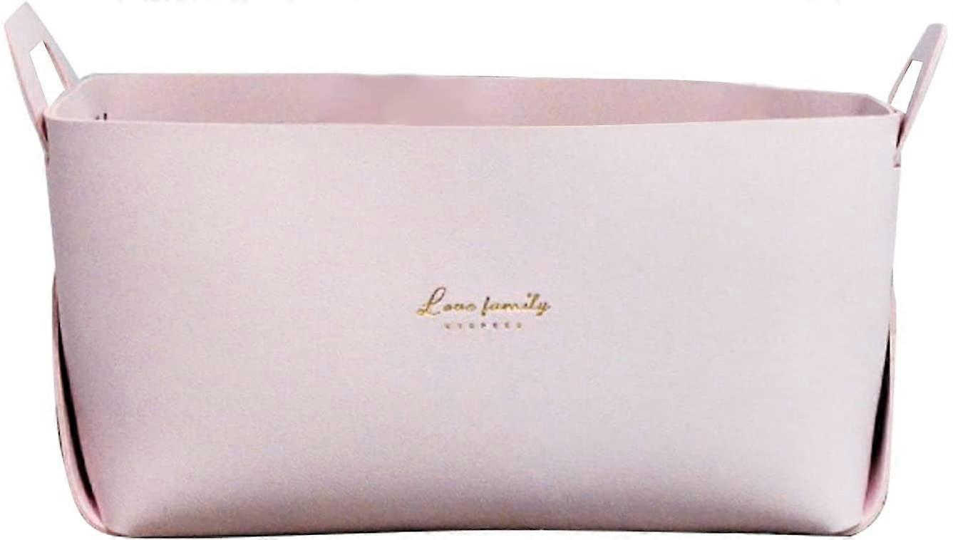 Förvaringskorg i läder i läder med handtag, 14 * 26 * 12,5 cm sminkförvaring