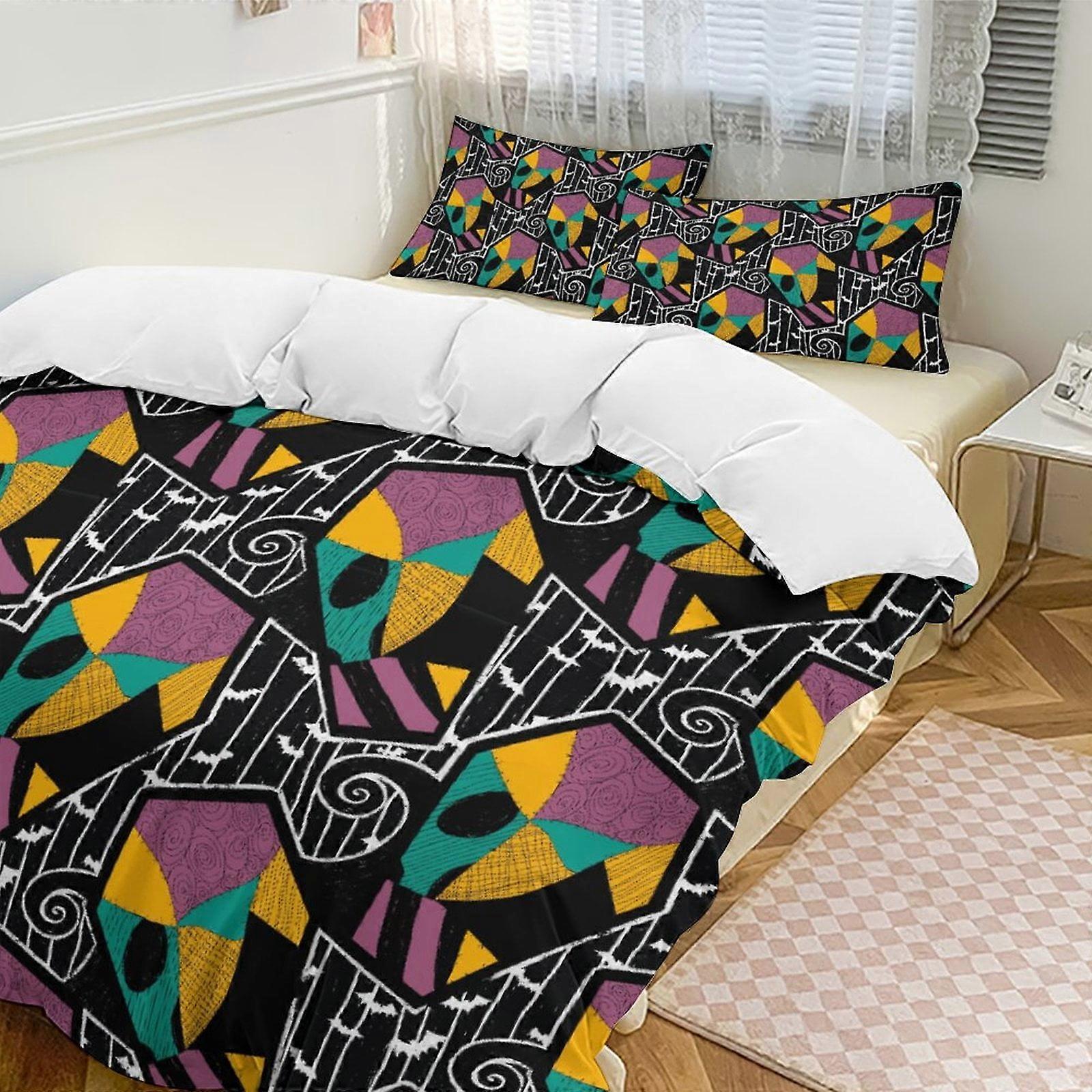 v6882  Bed Sheets Bedding The Nightmare Before Christmas Comforter Set Soft 3 Pcs Twin Bedding Sets Thicken for All Season, 1 Comforter  2 Pillow Sham