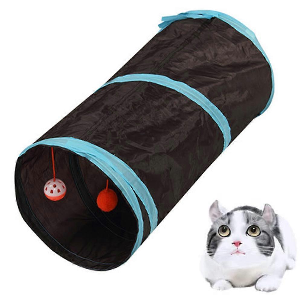 Cat Tunnels for Indoor Cats 2 Way Play Toy Tunnel Peek Hole Toy with Ball for Cat Tube Fun for Rabbits Kittens and Dogs