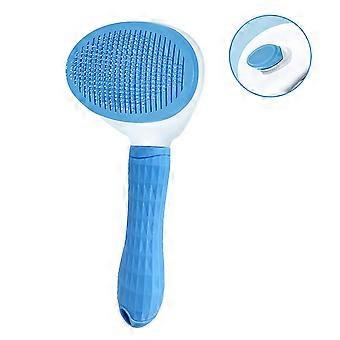 Brush For Cat Dog,Shedding Brush With Self-Clean Eject Button,Cat Grooming Brush,Pet Massage Brush, Deshedding Tool -Blue - Blue