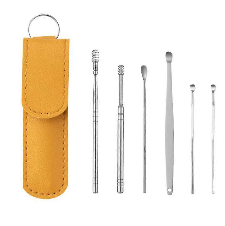 Pocket Size Ear Spoon Kits Sets With PU Leather Case,Portable Ring