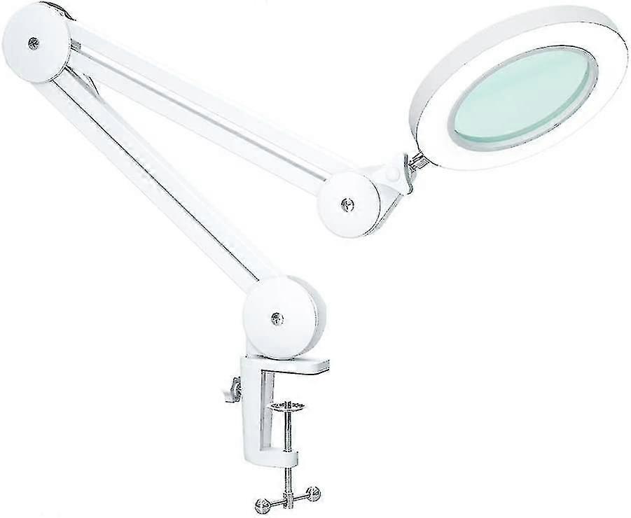 Magnifying Lamp - Magnifier With 5 Diopter Light - With Clamp, Swivel Arm, Dimmable, 3 Color Modes, 105mm Glass Lens - Light For Reading, Crafts - 5x