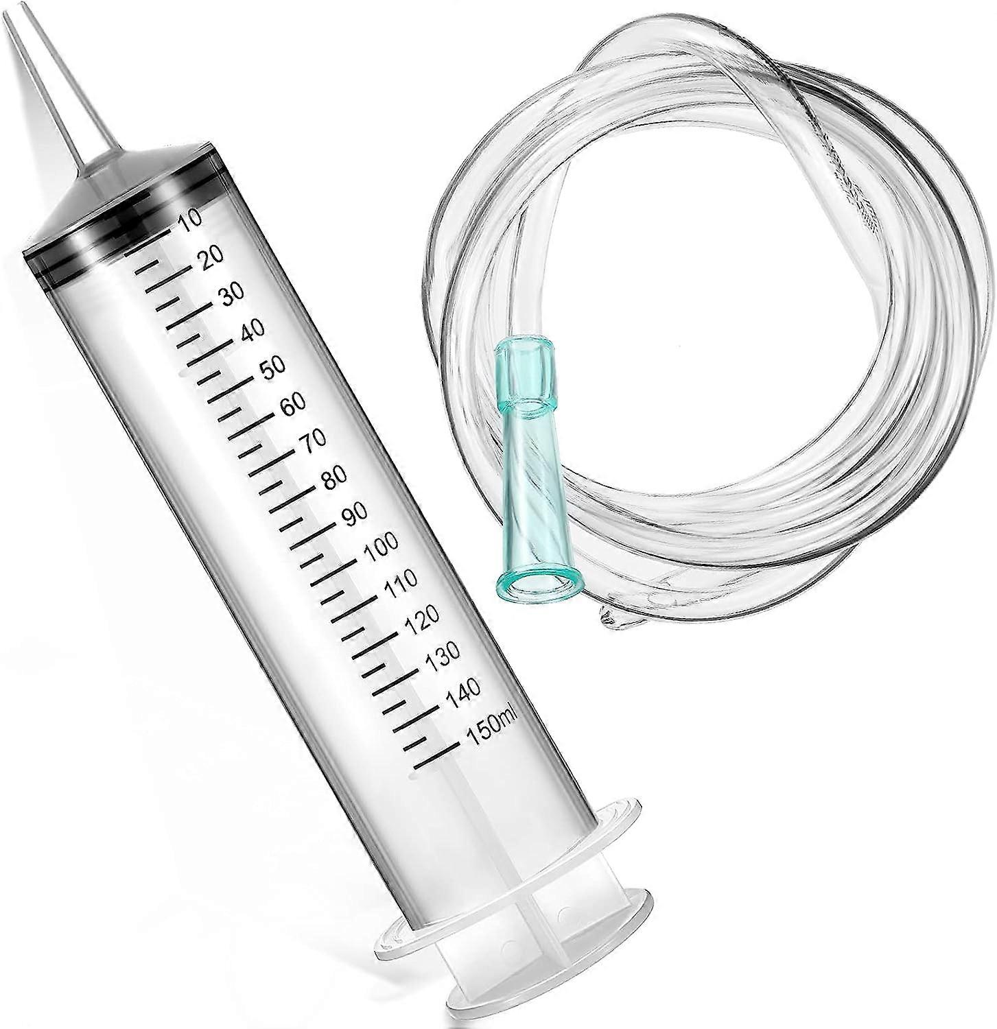 Plastic Syringe with Large Plastic Tube Syringe with Garden Hose Large Plastic Measuring Syringe for Scientific Laboratories Experiences Filling 150ml